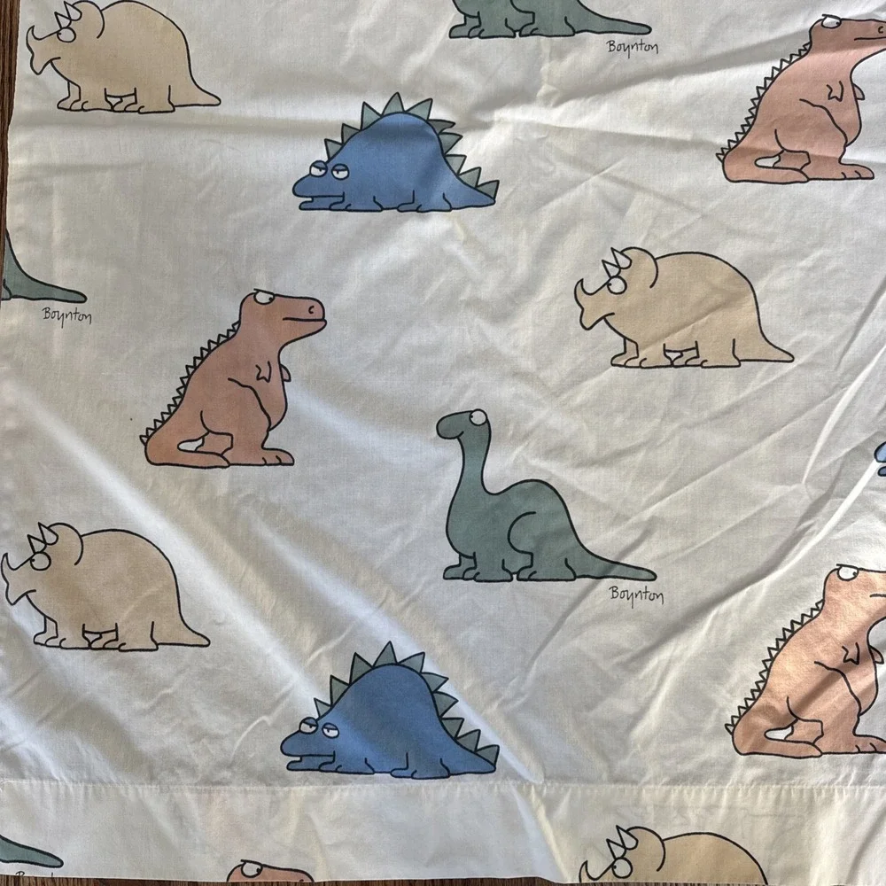 Vintage Sandra Boynton‎ Twin Sheet Set Dinosaur Print Bedding Martex Fabric 80s